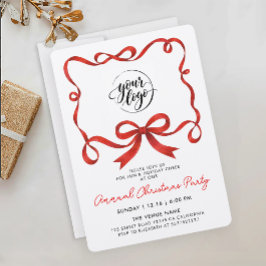 Eenvoudige Logo Kerst Rode Lint Boog Calligrafie Kaart