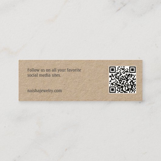 Eenvoudige Logo Kraft-papier oorbel display QR-cod Mini Visitekaartje (Achterkant)