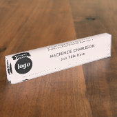 Eenvoudige Logo met aangepaste tekst Business Blus Naambordje (Zijkant)