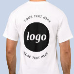 Eenvoudige Logo met SMS Business Promotion T-shirt<br><div class="desc">Voeg uw eigen logo en keuze aan tekst toe aan dit ontwerp voor de achterafdruk. Verwijder desgewenst de bovenste of onderste tekst. Minimalistisch en professioneel. Geweldig voor werknemers branding,  uniform of als een promotieproduct voor uw klanten en klanten.</div>