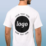 Eenvoudige Logo met SMS Business Promotion T-shirt<br><div class="desc">Voeg uw eigen logo en keuze aan tekst toe aan dit ontwerp voor de achterafdruk. Verwijder desgewenst de bovenste of onderste tekst. Minimalistisch en professioneel. Geweldig voor werknemers branding,  als personeel uniform of als een promotieproduct voor uw klanten en klanten.</div>