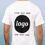 Eenvoudige Logo met SMS Business Promotion T-shirt<br><div class="desc">Voeg je eigen logo en tekstkeuze toe aan dit unisex-ontwerp. Verwijder desgewenst de bovenste of onderste tekst. Minimalistisch en professioneel. Ideaal voor werknemers branding of uniformen,  of als een promotieproduct voor uw klanten en klanten.</div>