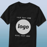 Eenvoudige Logo met SMS Business Promotion T-shirt<br><div class="desc">Voeg je eigen logo en tekstkeuze toe aan dit unisex-ontwerp. Verwijder desgewenst de bovenste of onderste tekst. Minimalistisch en professioneel. Ideaal voor werknemers branding of uniformen,  of als een promotieproduct voor uw klanten en klanten.</div>