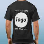 Eenvoudige Logo met SMS Business Promotion T-shirt<br><div class="desc">Voeg je eigen logo en tekstkeuze toe aan dit unisex-ontwerp. Verwijder desgewenst de bovenste of onderste tekst. Minimalistisch en professioneel. Ideaal voor werknemers- en personeelsbranding of uniformen,  of als promotieproduct voor uw klanten en klanten.</div>