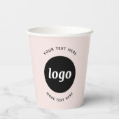 Eenvoudige Logo met tekst Blush Pink Business Papieren Bekers (Achterkant)