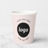 Eenvoudige Logo met tekst Blush Pink Business Papieren Bekers (Voorkant)