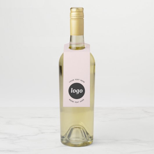 Eenvoudige Logo met Tekst Business Blush Pink Flessenhanger (Op fles)