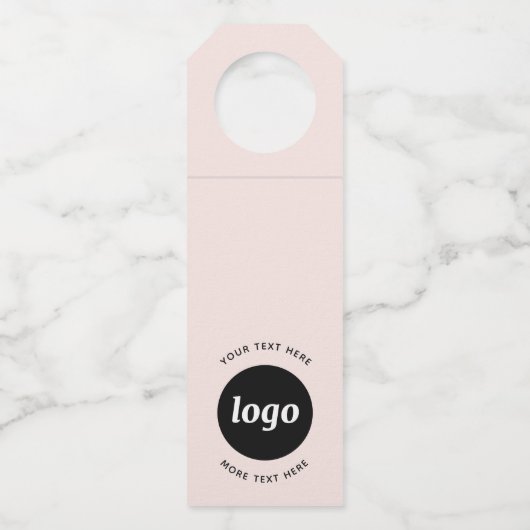 Eenvoudige Logo met Tekst Business Blush Pink Flessenhanger (Voorkant)