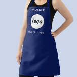 Eenvoudige Logo met tekst Business Branding Navy B Schort<br><div class="desc">Voeg uw eigen logo en keus van tekst aan dit ontwerp toe. Verwijder de bovenste of onderste tekst als u dat wilt. Minimalistisch en professioneel. Ideaal voor het merken van werknemers of als promotiemiddel voor uw klanten en klanten.</div>