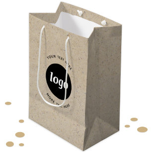 Eenvoudige Logo met tekst Business Brown Paper Medium Cadeauzakje