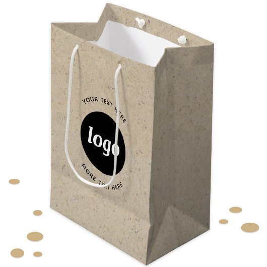 Eenvoudige Logo met tekst Business Brown Paper Medium Cadeauzakje