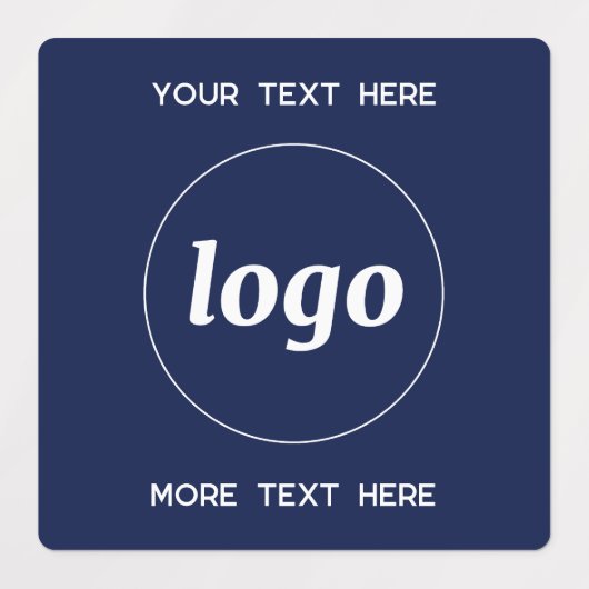 Eenvoudige Logo met tekst Business Navy Blue Labels (Design 1)