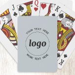 Eenvoudige Logo met tekst Business Promotieblauw Pokerkaarten<br><div class="desc">Voeg je eigen logo en tekstkeuze toe aan dit ontwerp. Verwijder desgewenst de bovenste of onderste tekst. Minimalistisch en professioneel. Geweldig voor een promotieproduct voor uw klanten en klanten. Uw logo wordt aan een cirkel gekoppeld. Voor andere versies,  zie het collectie.</div>