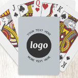 Eenvoudige Logo met tekst Business Promotieblauw Pokerkaarten<br><div class="desc">Voeg je eigen logo en tekstkeuze toe aan dit ontwerp. Verwijder desgewenst de bovenste of onderste tekst. Minimalistisch en professioneel. Geweldig voor een promotieproduct voor uw klanten en klanten. Uw logo wordt aan een cirkel gekoppeld. Voor andere versies,  zie het collectie.</div>