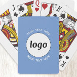 Eenvoudige Logo met tekst Business Promotieblauw Pokerkaarten<br><div class="desc">Voeg je eigen logo en tekstkeuze toe aan dit ontwerp. Verwijder desgewenst de bovenste of onderste tekst. Minimalistisch en professioneel. Geweldig voor een promotieproduct voor uw klanten en klanten. Uw logo wordt aan een cirkel gekoppeld. Voor andere versies,  zie het collectie.</div>
