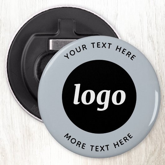 Eenvoudige Logo met tekst Dusty Blue Business Button Flesopener