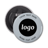 Eenvoudige Logo met tekst Dusty Blue Business Button Flesopener (Voorkant)