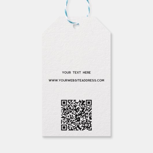 Eenvoudige Logo met tekst- en QR-code zakelijke La Cadeaulabel (Achterkant)