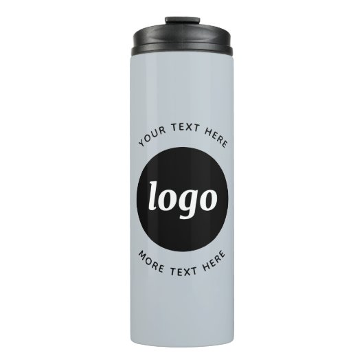 Eenvoudige Logo met tekst poeder blauw bedrijf Thermosbeker (Voorkant)