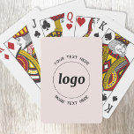 Eenvoudige Logo met Tekst Roze Zakelijke Promotie Pokerkaarten<br><div class="desc">Voeg je eigen logo en tekstkeuze toe aan dit ontwerp. Verwijder desgewenst de bovenste of onderste tekst. Minimalistisch en professioneel. Geweldig voor een promotieproduct voor uw klanten en klanten. Uw logo wordt aan een cirkel gekoppeld. Voor andere versies,  zie het collectie.</div>