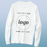 Eenvoudige Logo Met Tekst Zakelijk T-Shirt<br><div class="desc">Voeg je eigen logo en tekst toe aan dit ontwerp. Verwijder de bovenste of onderste tekst als je dat liever hebt. Minimalistisch en professioneel. Geweldig voor werknemersbranding, voor zakelijke evenementen en beurzen, of als promotieproduct voor je klanten.</div>