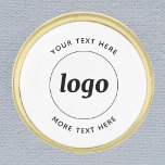 Eenvoudige Logo met tekstverwerkers Vergulde Reverspeld<br><div class="desc">Voeg uw eigen logo en keus van tekst aan dit ontwerp toe. Verwijder de bovenste of onderste tekst als u dat wilt. Minimalistisch en professioneel. Ideaal voor het merken van werknemers of als promotiemiddel voor uw klanten en klanten.</div>