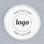 Eenvoudige Logo met tekstverwerkers Verzilverde Reverspeld<br><div class="desc">Voeg uw eigen logo en keus van tekst aan dit ontwerp toe. Verwijder de bovenste of onderste tekst als u dat wilt. Minimalistisch en professioneel. Ideaal voor het merken van werknemers of als promotiemiddel voor uw klanten en klanten.</div>