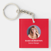 Eenvoudige Logo minimalistische QR code rood Sleutelhanger (Voorkant)