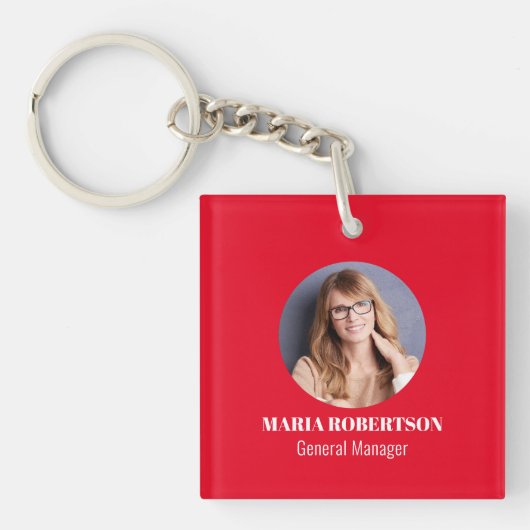 Eenvoudige Logo minimalistische QR code rood Sleutelhanger (Voorkant)