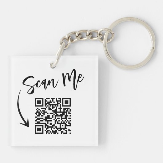 Eenvoudige Logo minimalistische QR-code Sleutelhanger (Achterkant)