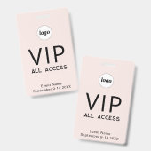 Eenvoudige Logo Minimalistische VIP All Access Pas Badge (Voor- en achterkant)
