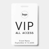 Eenvoudige Logo Minimalistische VIP All Access Pas Badge (Voorzijde)