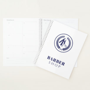 Eenvoudige logo moderne marine witte kapper shop m planner