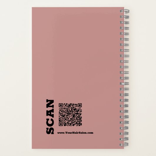 Eenvoudige Logo Motto Roze Zwart Haar Salon Notitieboek (Achterkant)