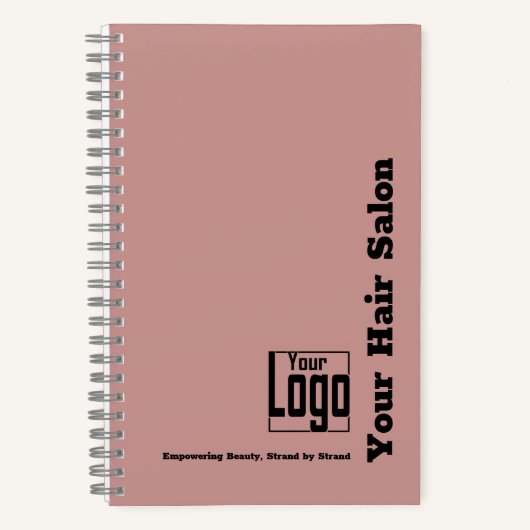 Eenvoudige Logo Motto Roze Zwart Haar Salon Notitieboek (Voorkant)