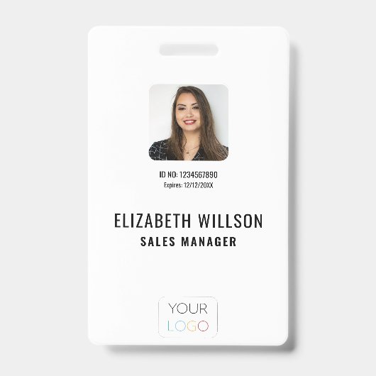 Eenvoudige Logo, naam, foto werknemer ID Badge (Front)