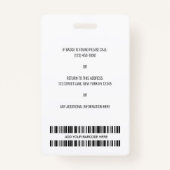 Eenvoudige Logo, naam, foto werknemer ID Badge (Achterkant)