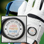 Eenvoudige Logo of foto gepersonaliseerd op maat Golf Handschoen<br><div class="desc">Creëer Een aangepaste gepersonaliseerde golfhandschoen met dit eenvoudige sjabloon ontwerp om uw logo, foto, kunstwerk of afbeelding en uw persoonlijke tekst toe te voegen in uw keuze van kleuren (weergegeven in zwart op een bewerkbare witte achtergrond). Gebruik voor promotie of marketing van uw golfbaan of club, herken golfteamleden of creëer...</div>