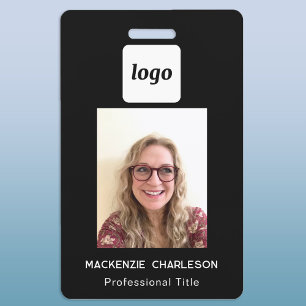 Eenvoudige Logo Pasfoto ID Zwarte Naambadge  Badge