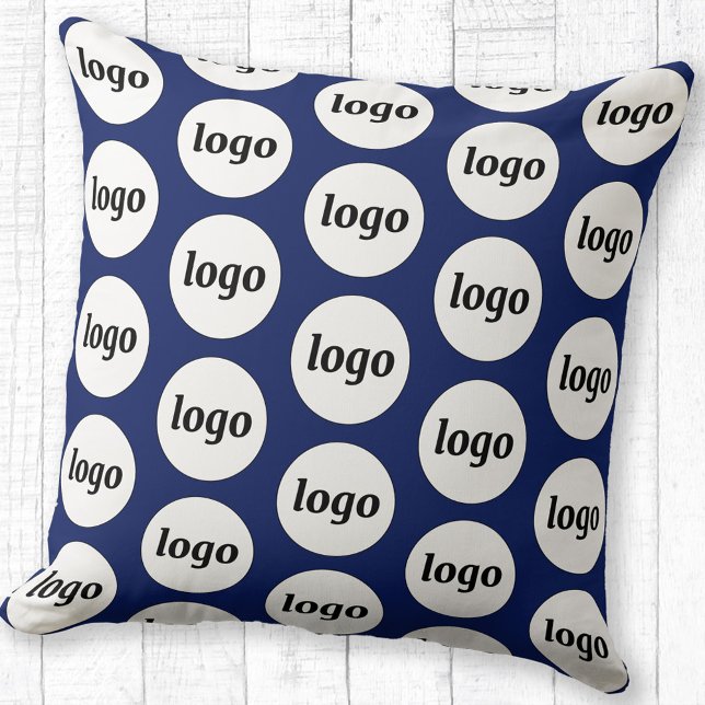 Eenvoudige Logo Pattern Zakelijke Promotie Navy Bl Kussen (Logo pattern business branding promotional navy blue throw pillow)