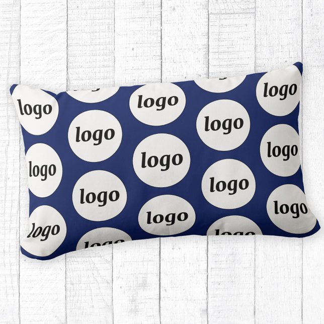 Eenvoudige Logo Pattern Zakelijke Promotie Navy Bl Kussen (Logo pattern business branding promotional navy blue lumbar pillow)