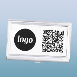 Eenvoudige Logo Promotionele Business QR Code Visitekaarthouder<br><div class="desc">Eenvoudige logo- en QR-code om uw bedrijf te promoten. Vervang de logo en QR code met uw om aan te passen. Minimalistisch en professioneel om uw merk weer te geven.</div>