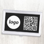 Eenvoudige Logo Promotionele Business QR Code Visitekaarthouder<br><div class="desc">Eenvoudige logo- en QR-code om uw bedrijf te promoten. Vervang de logo en QR code met uw om aan te passen. Minimalistisch en professioneel om uw merk weer te geven.</div>