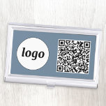 Eenvoudige Logo Promotionele Business QR Code Visitekaarthouder<br><div class="desc">Eenvoudige logo- en QR-code om uw bedrijf te promoten. Vervang de logo en QR code met uw om aan te passen. Minimalistisch en professioneel om uw merk weer te geven.</div>