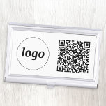 Eenvoudige Logo Promotionele Business QR Code Visitekaarthouder<br><div class="desc">Eenvoudige logo- en QR-code om uw bedrijf te promoten. Vervang de logo en QR code met uw om aan te passen. Minimalistisch en professioneel om uw merk weer te geven.</div>