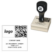 Eenvoudige Logo QR Code Bedrijfs Retouradres Rubberstempel (Gestempeld)