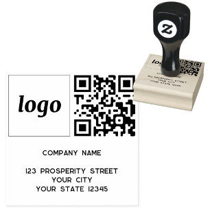 Eenvoudige Logo QR Code Bedrijfs Retouradres Rubberstempel