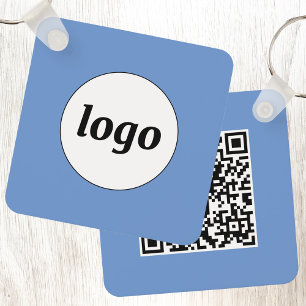 Eenvoudige Logo QR code Blue Business Sleutelhanger