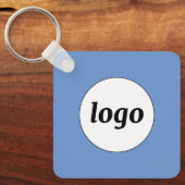 Eenvoudige Logo QR code Blue Business Sleutelhanger (Voorkant)