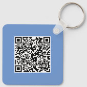 Eenvoudige Logo QR code Blue Business Sleutelhanger (Achterkant)